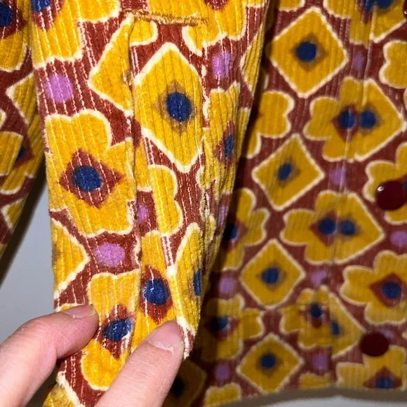 Urban Outfitters Neutral Floral Geometric Y2K Cropped Cotton Jacket Yellow M - Picture 4 of 8